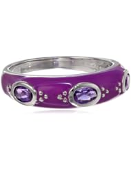 Sterling Silver Amethyst with Purple Enamel Womens Ring