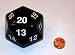 Koplow 55mm Jumbo d20 Opaque Countdown Dice, Black with White