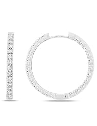 14k White Gold Diamond Hoop Earrings (1 37 Cttw, G-H Color, SI1-SI2)