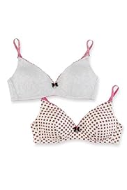 2 Pack Angel Cotton Rich Non-Wired Spotted AA-C Bras