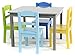 Tot Tutors Kids Wood Table and 4 Chairs Set, Grey/Blue/Green/Yellow