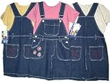 Girls's Sizes 4/5/6/6X Denim Embroidered Shortalls 2-PC Sets, (Prepack=24 Sets Assorted Sizes/Colors, Each $8.00)