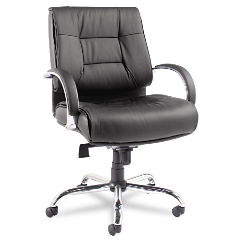 Alera Ravino Big and Tall Series Mid-Back Swivel/Tilt Leather Chair, Black