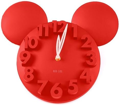 Newstylee Modern Cute 3d Design Mickey Mouse Big Digit 3d Wall Clock Home Decor Decoration (Red)