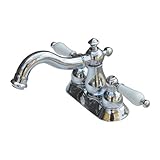 〔INK-0303062HT〕　４インチ混合水栓（三つ穴混合水栓・水栓金具・洗面台用蛇口）　シルバー（銀） レバー陶器 　吐水口360°回転タイプ