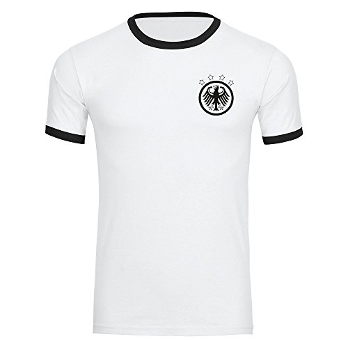 T-Shirt Deutschland Retro EM 2016 Frankreich Herren weiß / schwarz Gr. S – 2XL France Germany Deutschland, Größe:XXL