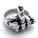 KONOV Men's Biker Middle Finger Up Stainless Steel Ring, Silver Black