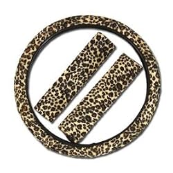 Leopard Steering Wheel Cover with Shoulder Pad