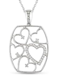 10k White Gold Diamond Heart Pendant (3.5 Cttw, G-H Color, I2-I3 Clarity), 17"