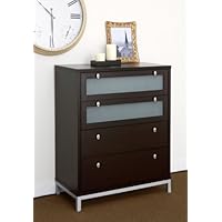 Enitial Lab Nobu 4-Drawer Dresser with Tempered Glass, Cappuccino