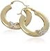 9ct Two Tone Gold AMC106483 Ladies 0.01ct Diamond Creole Earrings