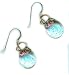 Baerreis Hand Crafted Artisan Fused Art Glass Earrings - Reflects Orange, Transmits Blue Dichroic Glass, Hand Wrought Copper - Sterling Silver