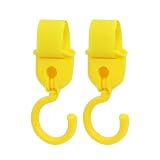 Rosallini 2 Pcs Swivel Baby Stroller Hanger Pram Pushchair Hook Yellow 2kg