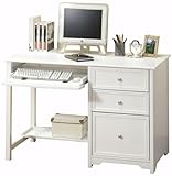 Oxford Computer Desk With Shelf, 46"W, WHITE