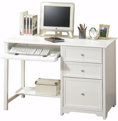 Oxford Computer Desk With Shelf, 46"W, WHITE