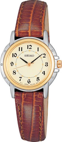 Women's Seiko Two-Tone with Champagne Dial Leather Strap Watch Seiko Watches, Women's Seiko Two-Tone with Champagne Dial Leather Strap Watch, Womens Watches