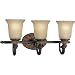 Progress Lighting P3033-92C Three-Light Cast Bath Fixture with Antique Stone Etched Glass, Old Iron Crackle