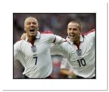 David Beckham and Michael Owens England National Team Double Matted 8x10 Photograph Goal Celebration