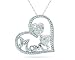 14K White Gold Heart Shaped MOM Pendant