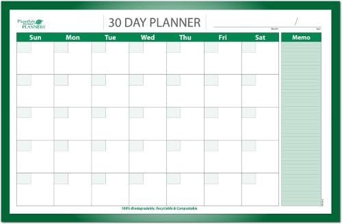 30 Day Undated Erasable Planner 38 in X 24 with Marker and Marker Clip