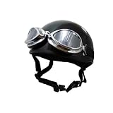 バイク用 ヘルメット ◎ ビンテージゴーグル付き　ダックテール ヘルメット　（メタリックブラック）