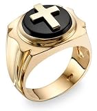 14K Gold Onyx Cross Ring