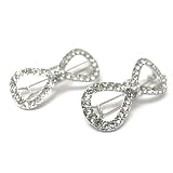 Sparkling Crystal Ribbon Barrette Hair Accessory -- 2 pc Set