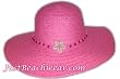 Braided Hat with 4" Brim with Cowry Shell Flower, Pink