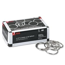 Acco Metal Book Rings, 1-1 2in Diameter, 100 Rings Per Box (ACC72204) by ACCO