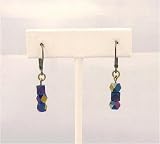 Earrings - E210 - 3 Bead Firepolished Glass - Vitral Sapphire
