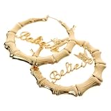 Disney Couture Jewelry - Bamboo Hoops w  Believe Script Earrings (Gold Plated)
