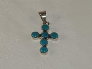 Sterling Silver Turquoise Cross Pendant - PD-0020