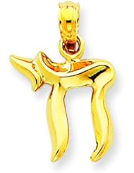 14K Yellow Gold Jewish Chai Pendant Charm Jewelry