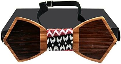 Wood Bow Tie for Men Adjustable Strap Double Layer Bowtie Zebrano &amp; Wenge
