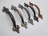 IRONMONGERY WORLDﾂｮ7/180mm FLEUR DE LYS ORNATE DECORATIVE KITCHEN CABINET DOOR CUPBOARD DRAWER COUNT