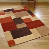 MODERN CONTEMPORARY PATINA BLOCKS RUG BROWN TERRACOTTA RED BEIGE