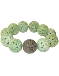 Natural Green Jade Gemstone Beads Cord Bracelet Sterling Silver Fashion Jewelry