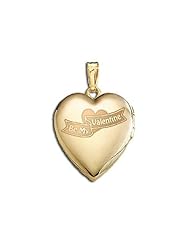 14K Yellow Gold "Sweetheart - Be My Valentine" Locket 3/4 inch x 3/4 inch in Solid 14K Yellow Gold