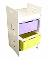 Beck International Children's Wooden Toy Bin Organizer in White and Pastel