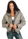 Womens Elastic Waist Bubble Jacket with Hood