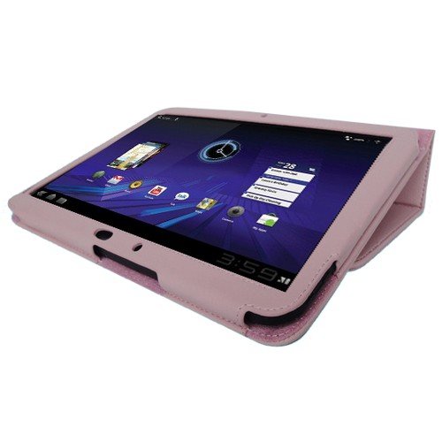 Motorola Xoom Android Tablet PU Leather Folding Cover Case With Stand (10.1 Inch, Pink)