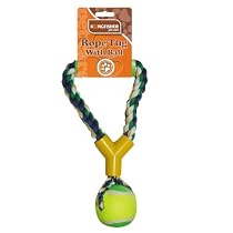 DOG/PUPPY ROPE TUG THROWING TOY WITH TENNIS BALL NEW