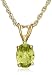 Gold Plated Sterling Silver 8x6mm Oval Peridot Pendant with Light Rope Chain Necklace, 18"