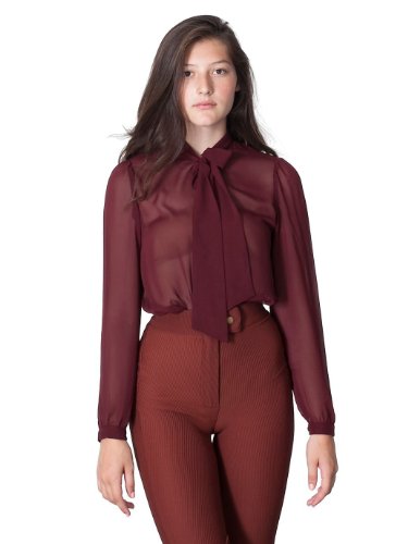 American Apparel Chiffon Secretary Blouse - Port / XS