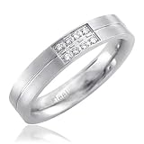 Men's Stainless Steel Diamond Band Ring (H, SI, 0.04 carat)-Band Width:4mm