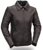 First MFG Women's 3/4 Length Hourglass Leather Jacket. Enhanced Feminine Look. FIL129CFDZ