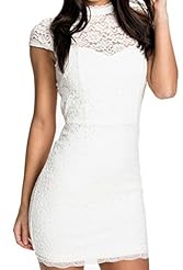 Checkered Print Spring Summer Winter High-Neck Lace Backless Polyester/Spandex Party Dress/Mini Dress 