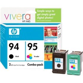 Electronics: HP C9354BN 94/95 Black/Tricolor Ink Carttridge Combo Pack  2 Pack 