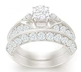 1.50 Carat Diamond Bridal Set Engagement Ring 14k White Gold Round SALE