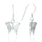 Women jewelry-925 Sterling Silver White Mother of Pearl Shell Butterfly Dangle Hook Earrings Fashion Jewelry for Women, Teens, Girls - Nickel Free